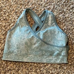 Gymshark Adapt Animal Seamless Sports Bra Wrap Front Cross Straps M Light Green